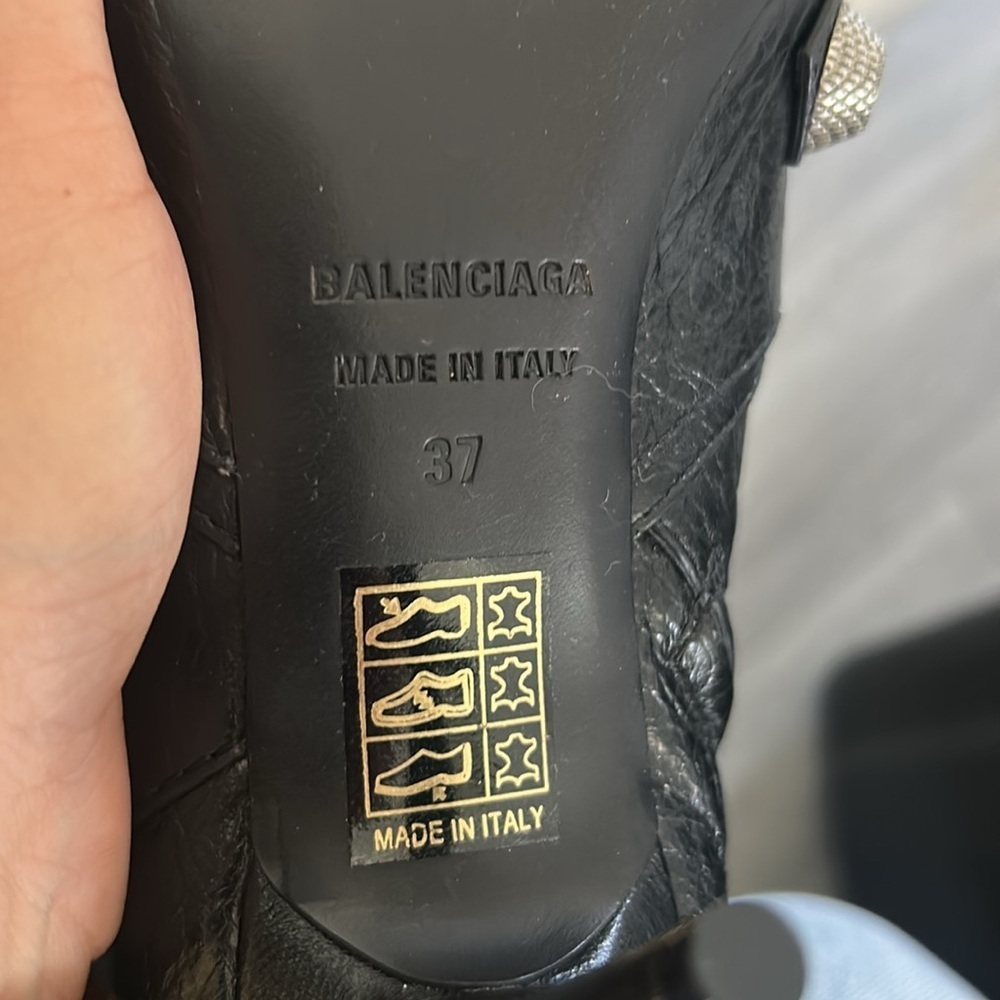 NWT ONE SINGLE SHOE Balenciaga Black Leather Cagole Boots RIGHT BOOT Sz 37 - Picture 4 of 10